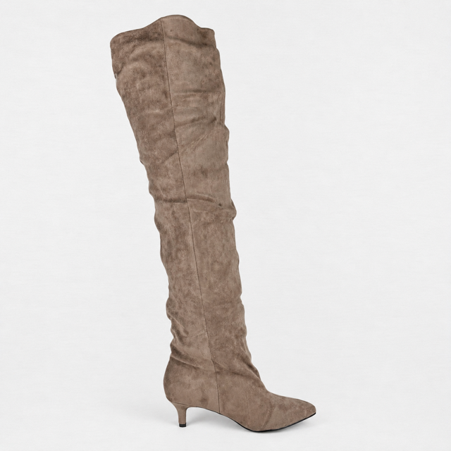 Overknee suedine laarzen khaki