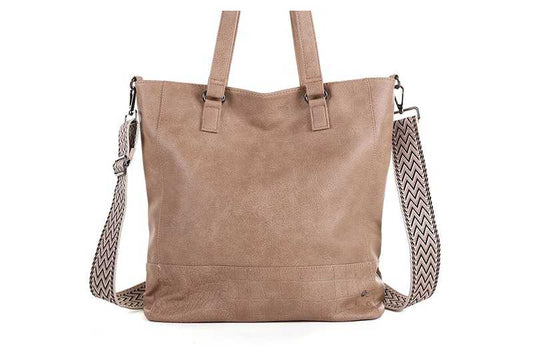 Taupe schoudertas / shopper Clever