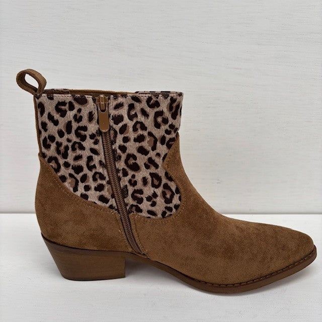 Laag cowboylaarsje camel panter